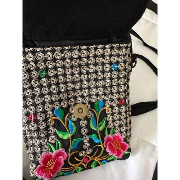 Handmade Embroidered Floral Crossbody Purse Adjustable Strap festival Hippy boho - Picture 13 of 15